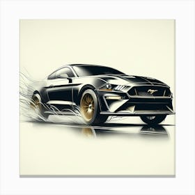 Black Mustang Car Acceleration Creative Color Drawing Canvas Print