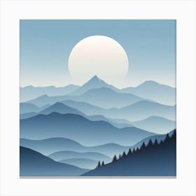 Misty mountains background in blue tone 3 Canvas Print