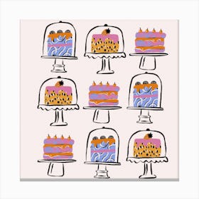 Cakes In The Window Square Canvas Print