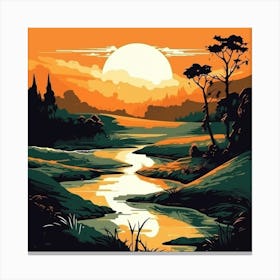 Landscape sunset Canvas Print