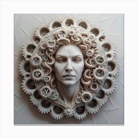 Portrait Of A Woman With Gears Canvas Print