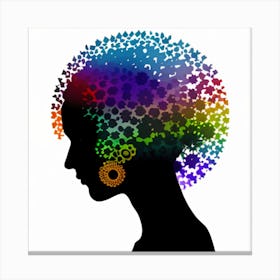 Silhouette Of A POC Woman With Colorful Hair Canvas Print