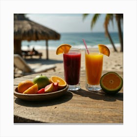 Tropical Drinks On The Beach 4 Canvas Print