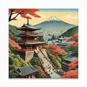 Kiyomizu Dera Temple Japan Vintage Travel Art Art Print Canvas Print