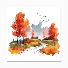 Watercolor Autumn Trees 6 Canvas Print