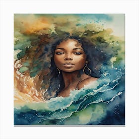 Woman In The Ocean Canvas Print