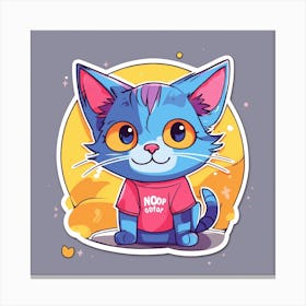 Blue Cat Sticker Canvas Print
