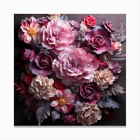 Paper Flowers On A Dark Background Canvas Print