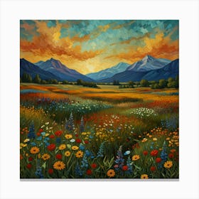 Sunset In The Meadow Canvas Print