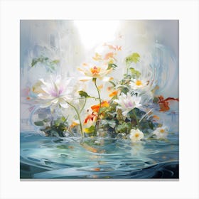 AI Bloom in Grace: Radiant Floral Watercolors Canvas Print