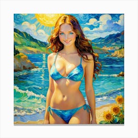 Beautiful Woman In Bikinihjj Canvas Print