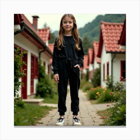 Little Girl In Black 1 Canvas Print