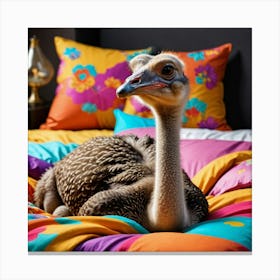 Ostrich On Bed Canvas Print