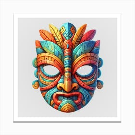 Watercolor Festival Tiki Mask 12 Canvas Print