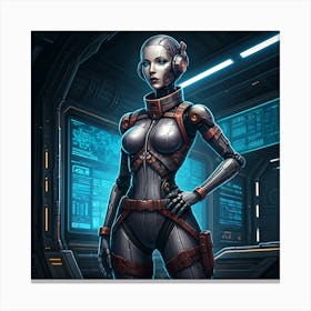 Metallic Robot Woman Canvas Print