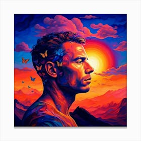 Man In Front Of A Sunset Canvas Print