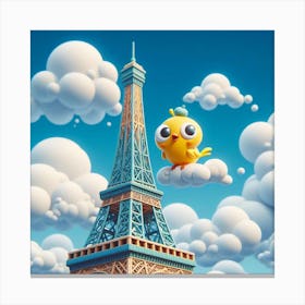 Paris Eiffel Tower with a bird Canvas Print