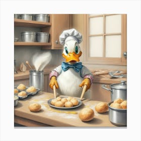 Donald Duck In The Kitchen 4 Canvas Print