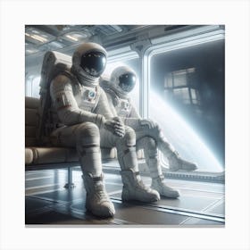 Astronauts Sitting On A Bench Canvas Print