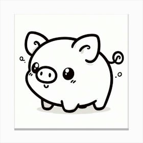 Line Art pig Canvas Print