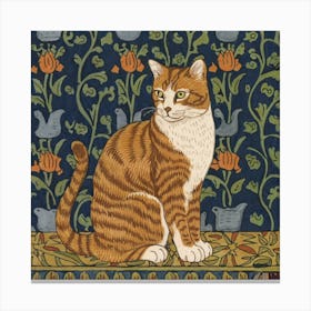 William Morris Style Cat Art Print Painting(1) 1 Canvas Print