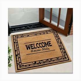 A Photo Of A Door Mat With A Welcome Mat Pattern 9 Canvas Print