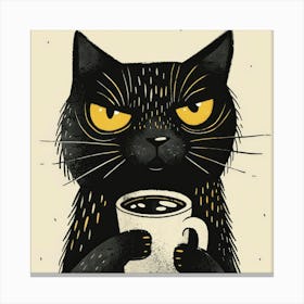 Cat With A Cup Of Coffee 2 Canvas Print