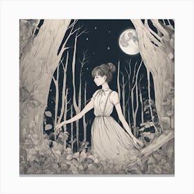 Girl In The Woods Canvas Print