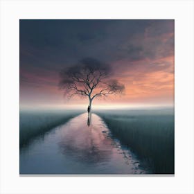 Lone Tree At Sunrise Canvas Print