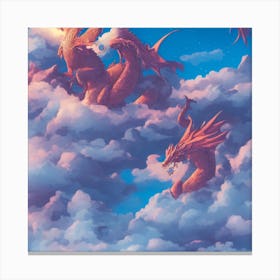 Dragon Flying Mountain Anime Canvas Print