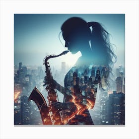 Saxophone In The City Canvas Print