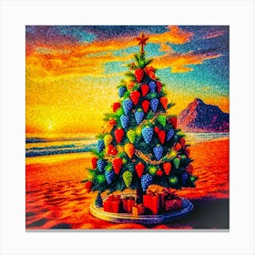 Christmas Tree On The Beach Canvas Print