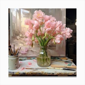 Pink Daffodils Canvas Print