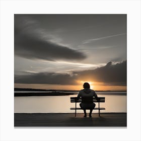 Sunset On A Bench 2 Canvas Print