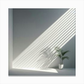 White Room With A Plant Canvas Print