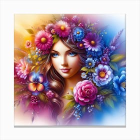 Beautiful Girl With Flowers 4 Canvas Print