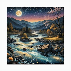 River At Night Canvas Print