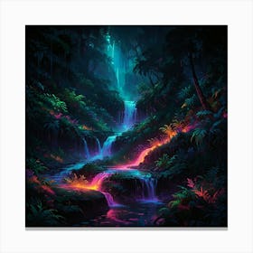 Dark Forest Waterfall 1 Canvas Print