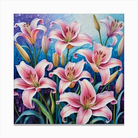 Pink Lilies 1 Canvas Print