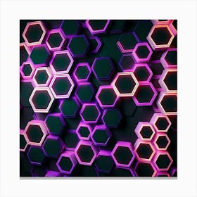 Hexagonal shapes with neon lights 1 Canvas Print
