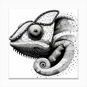 Chameleon Head - Abstract Line Art Illustration 97 Canvas Print