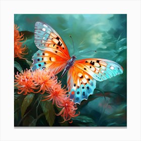 Butterfly On A Flower Canvas Print