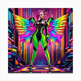 Futuristic Girl With Wings Canvas Print