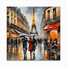 Paris Street Rainy Day Painting (12) Canvas Print