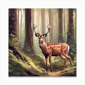 Deer In The Forest 28 Canvas Print