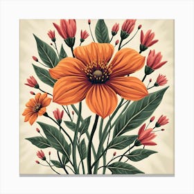 Orange Flowers In A Vase Canvas Print