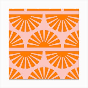 Geometric Pattern Orange And Pink Sunrise Square Canvas Print