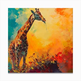 Giraffe On A Mountain Top Brushstroke 1 Canvas Print