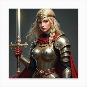 Warrior Princess In Ancient Armor With A Majestic Sword In Hand 1 Canvas Print