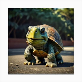 Turtle On The Road Canvas Print